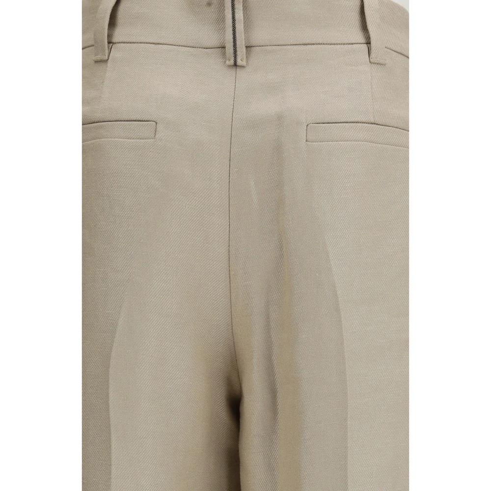 Brunello Cucinelli Beige Linen Casual Pants
