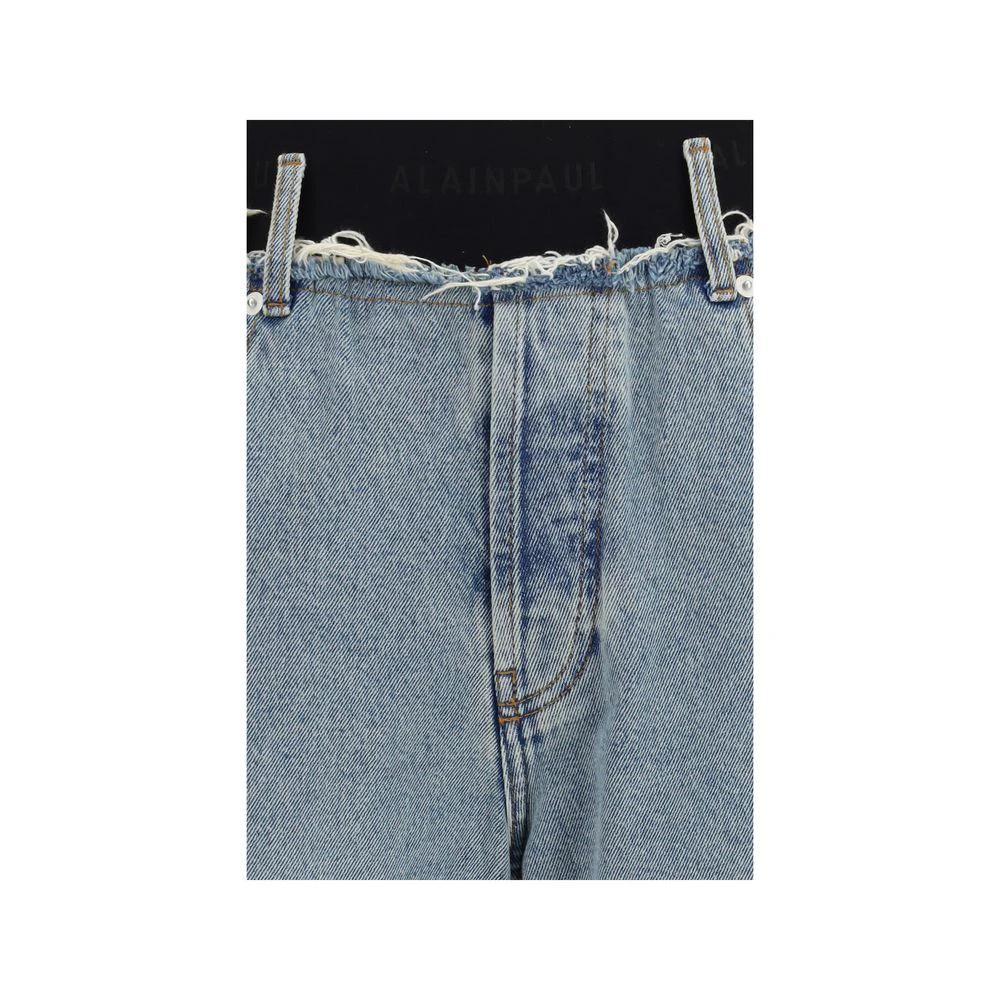 ALAINPAUL Blue Cotton High-Waisted Jean