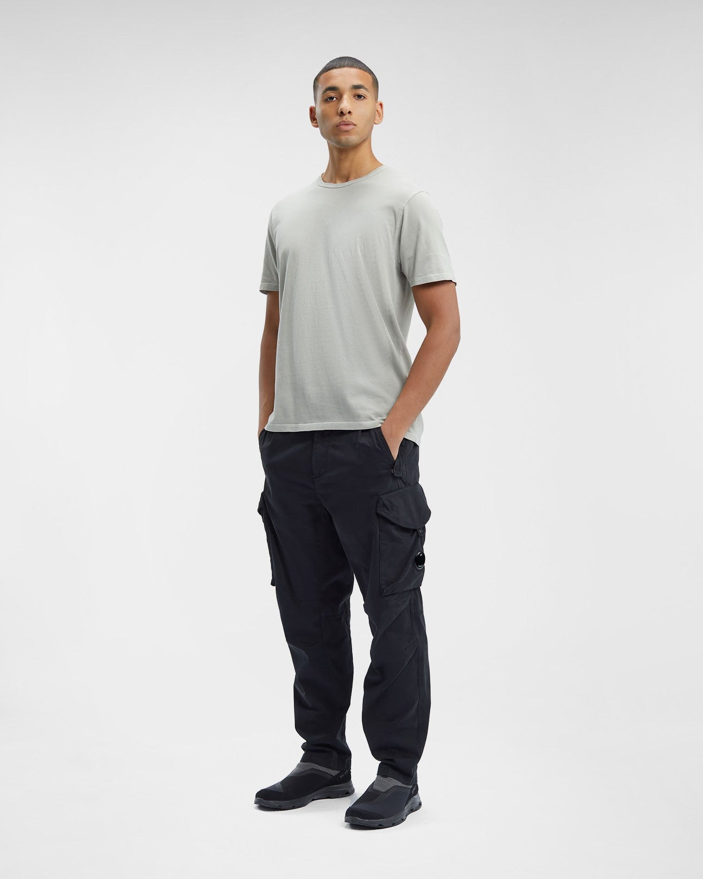 Stretch Sateen Pants Loose Fit Black