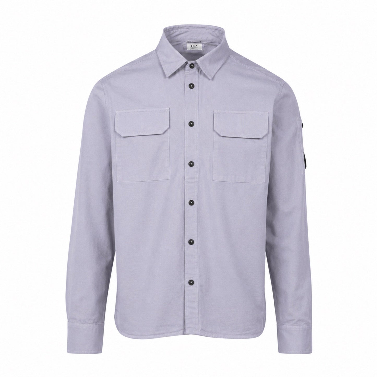 Cp Company Gabardine Lens Button Overshirt In Lavender with Certilogo