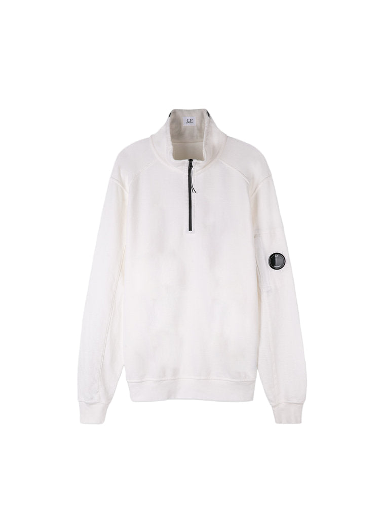 Cp Company Light Fleece Lens Quarter Zip In White
