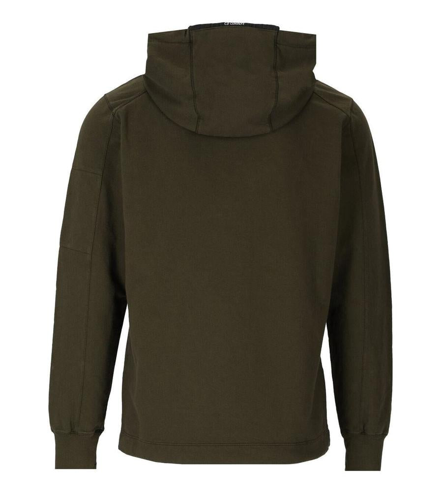 Cp Company Light Fleece Lens Overhead Hoodie In Ivy Green