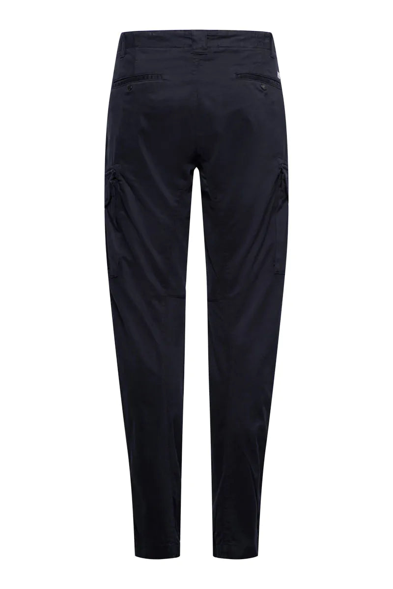 Cp Company 117A Stretch Satin Logo Cargo Pants In Navy