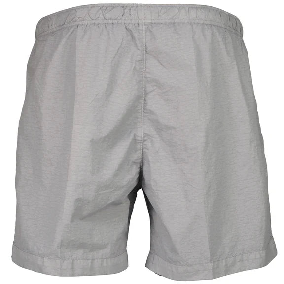 Cp Company Flatt Nylon Pocket Logo Swim Shorts In Limestone With Certilogo
