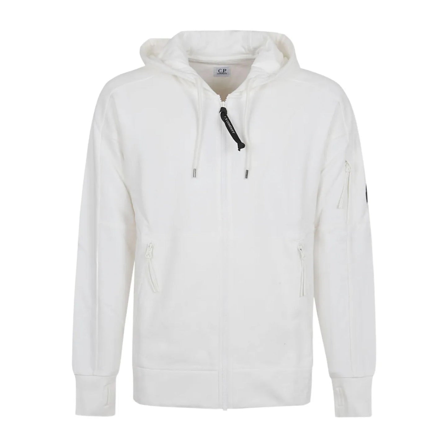 Cp Company 025A Diagonal Raised Lens Full Zip Hoodie In White