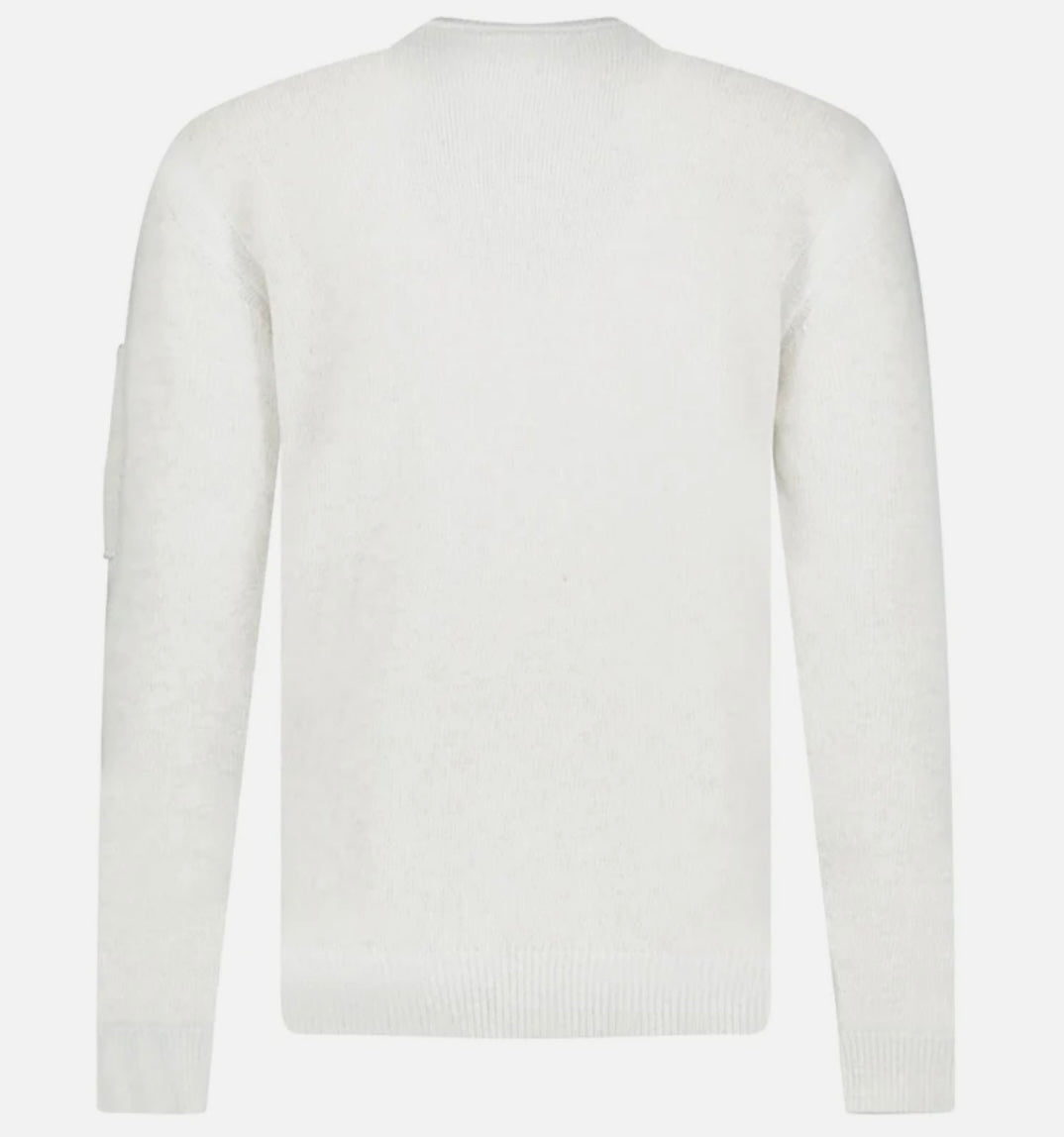 Cp Company Vanise Lens Knit Sweatshirt In White Melange