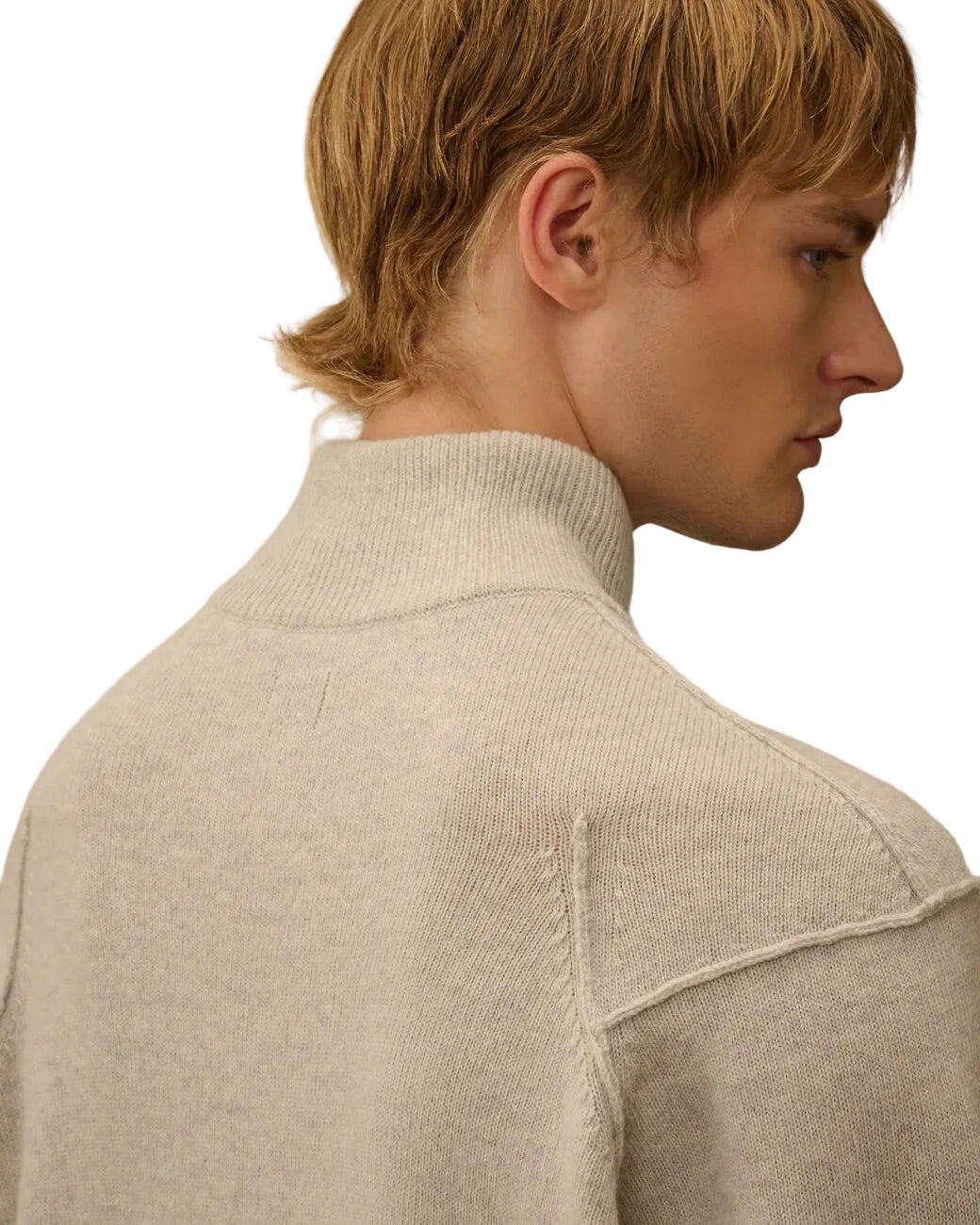 Cp Company Lambswool Grs Half Zip Knit In Off White Melange