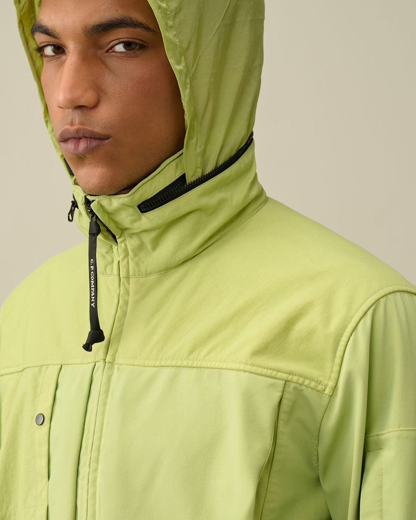 Cp Company Gd Shell Mixed Jacket In White Pear Green