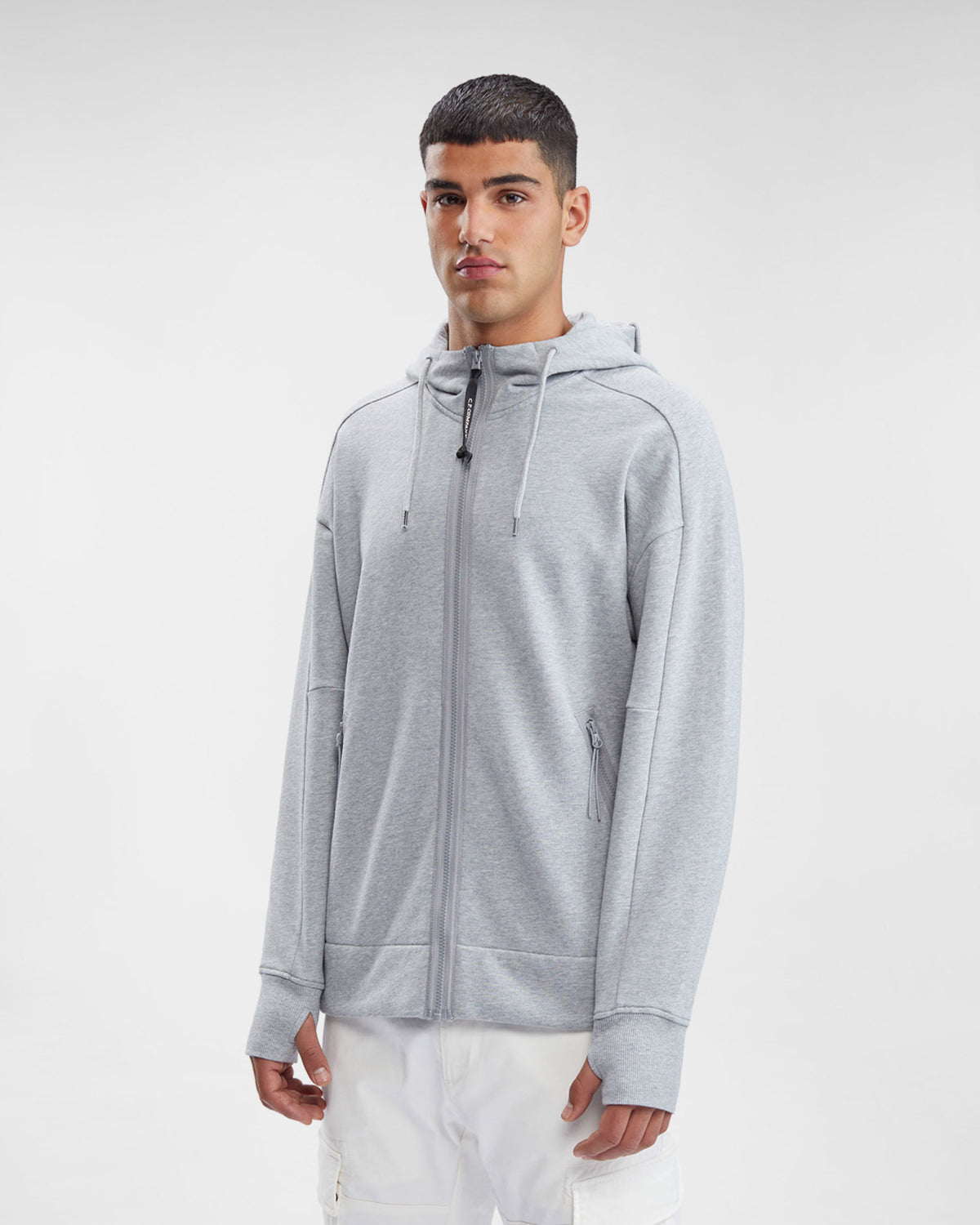 Cp Company Goggle Full Zip Hoodie In Grey M93