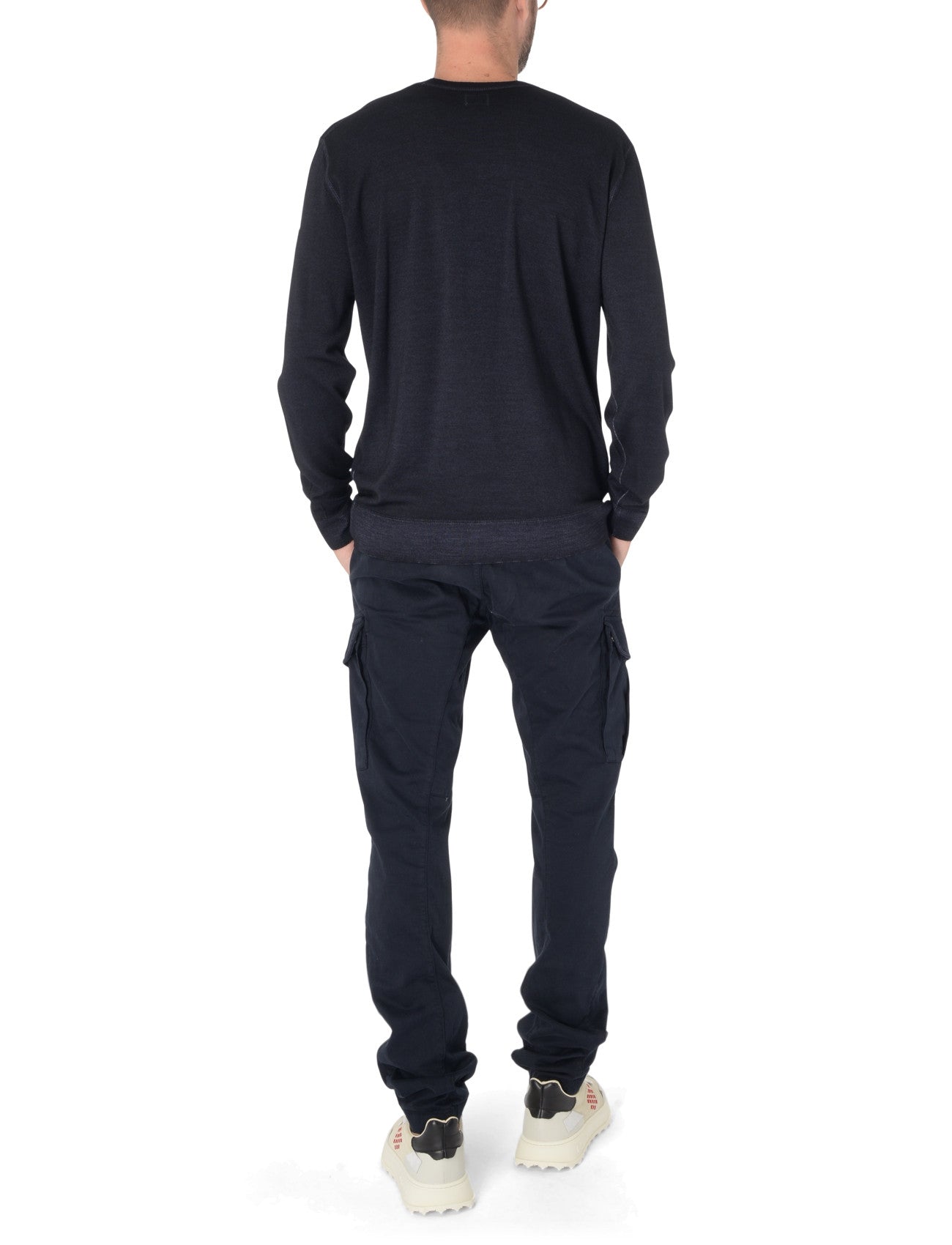 Cp Company Extrafine Merino Wool Lens Sweatshirt In Navy