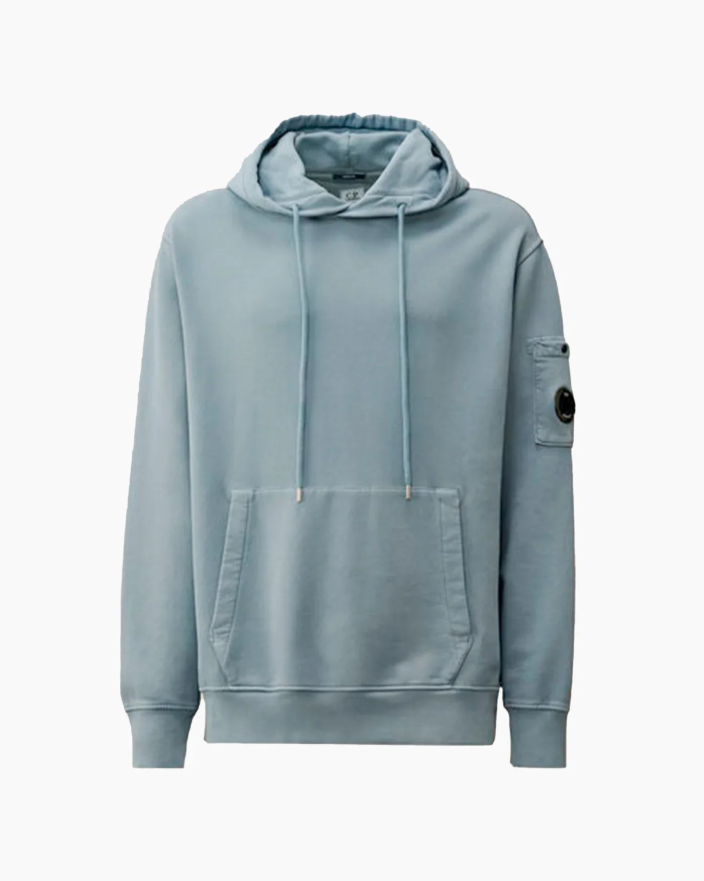 Cp Company Resist Dyed Brushed Emerised Lens Overhead Hoodie In Flint Stone