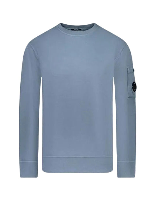 Cp Company Brushed Emerised Resist Dyed Lens Sweatshirt In Flint Stone