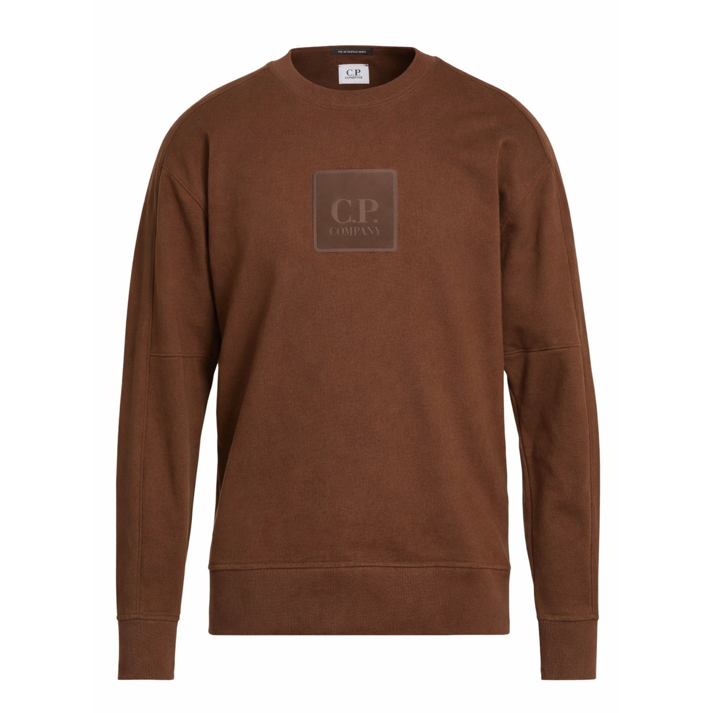 Cp Company Metropolis Rubber Logo Sweatshirt In Brown