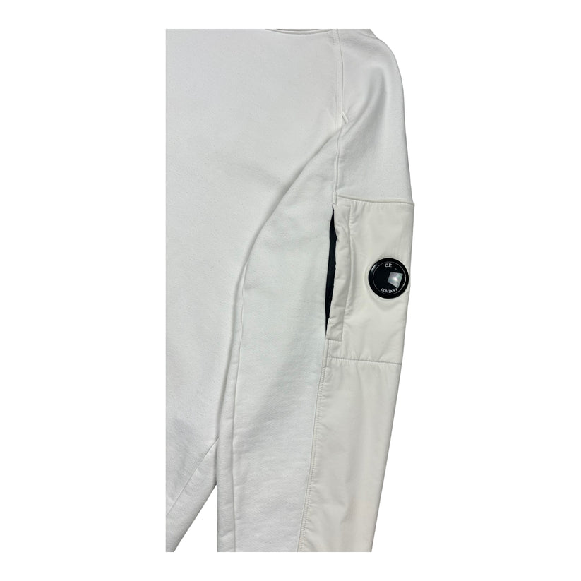 Cp Company Diagonal Raised Mixed Shell Hoodie In White