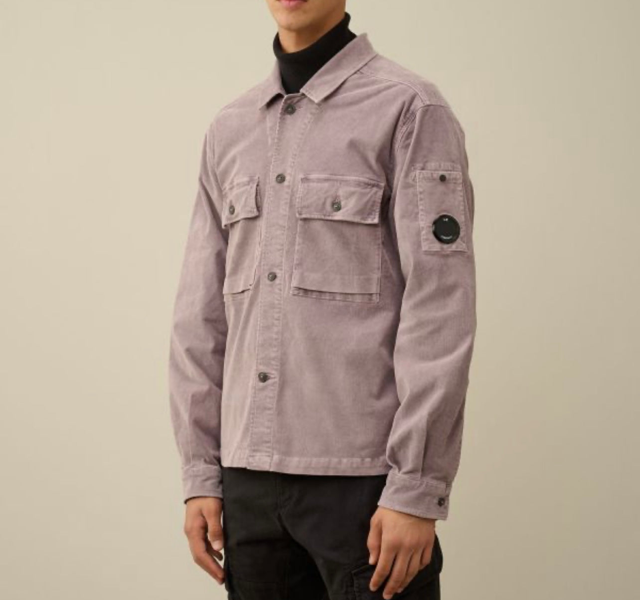 Cp Company Corduroy Utility Lens Overshirt In Purple Dove
