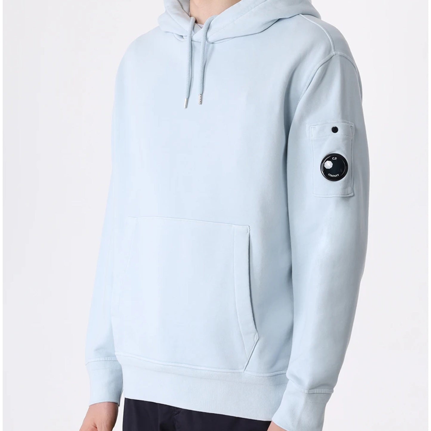 Cp Company 099A Brushed Emerised Resist Dyed Lens Hoodie In Starlight Blue