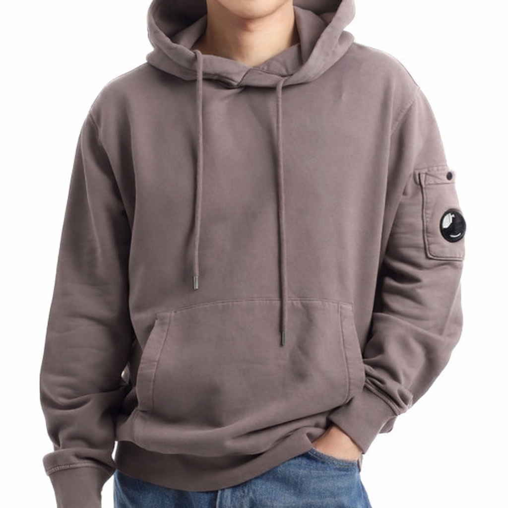 Cp Company Resist Dyed Brushed Emerised Lens Overhead Hoodie In Purple Dove