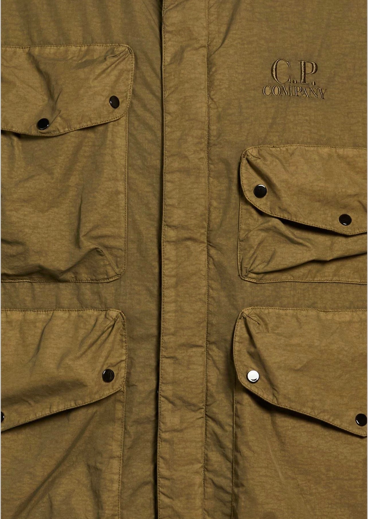 Cp Company Flatt Nylon Goggle Jacket In Ivy Green