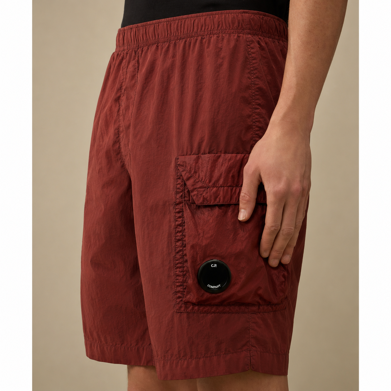 Cp Company 232A Flatt Nylon Mixed Cargo Swim Shorts In Sable