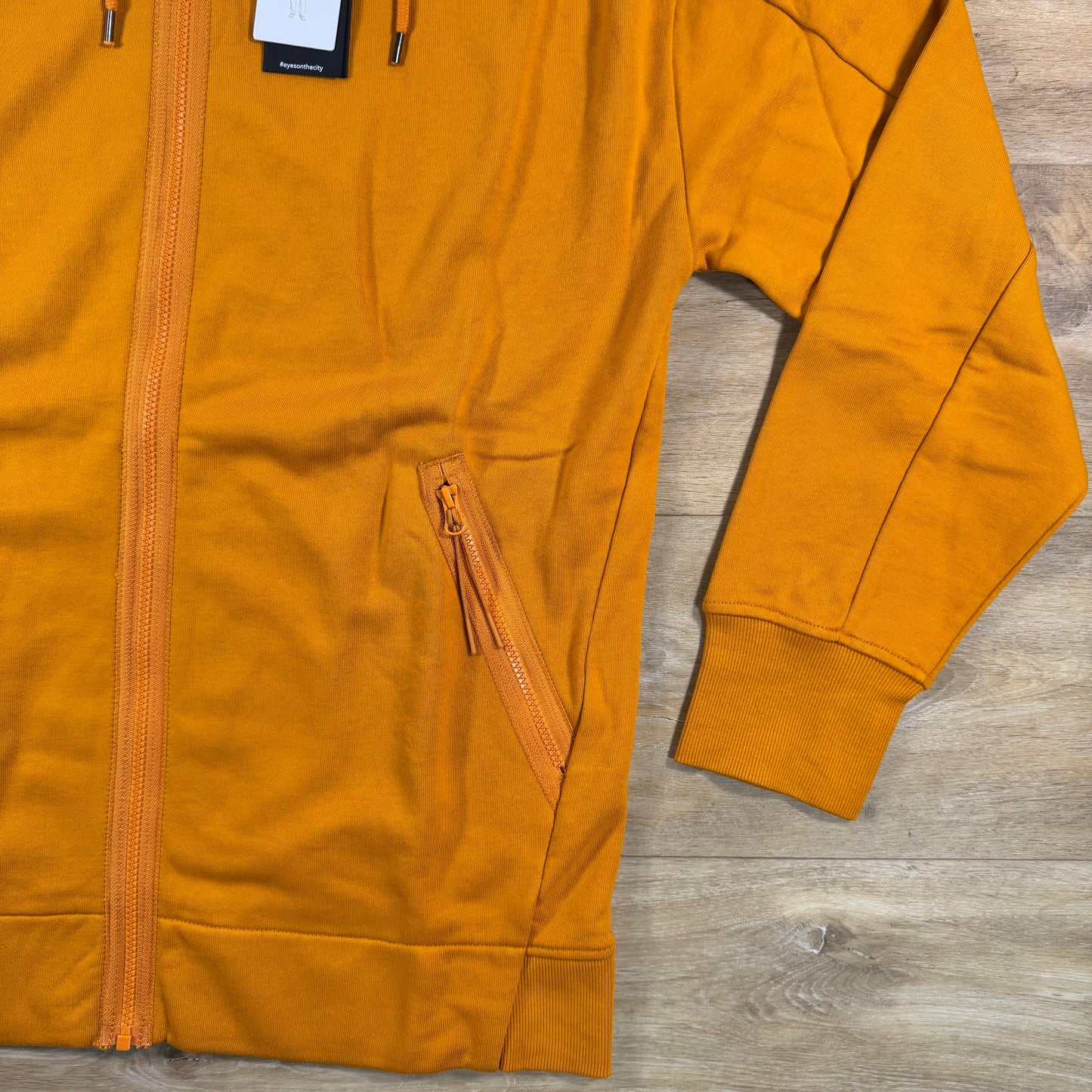 C.P. Company Diagonal Raised Fleece Goggle Hoodie in Desert Sun - Orange