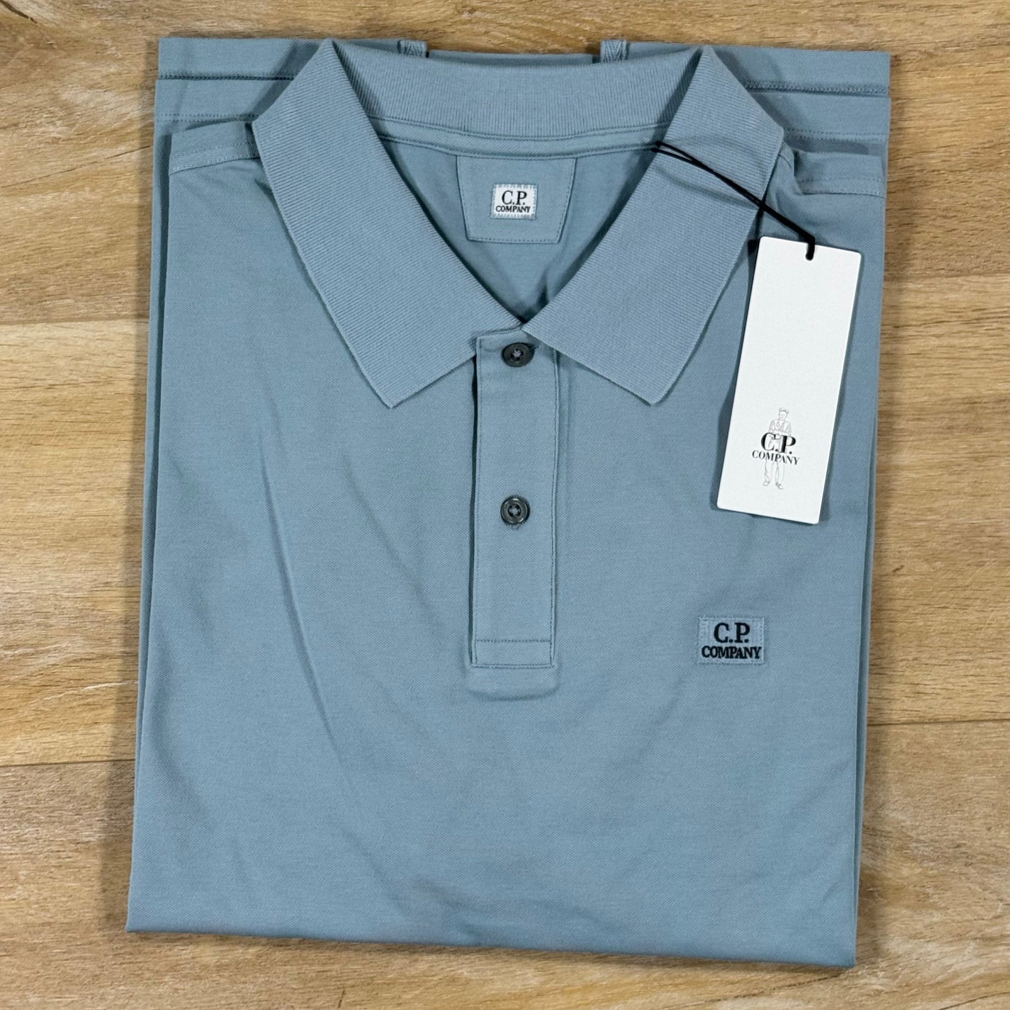 C.P. Company Stretch Piquet Polo Shirt in Silver Blue
