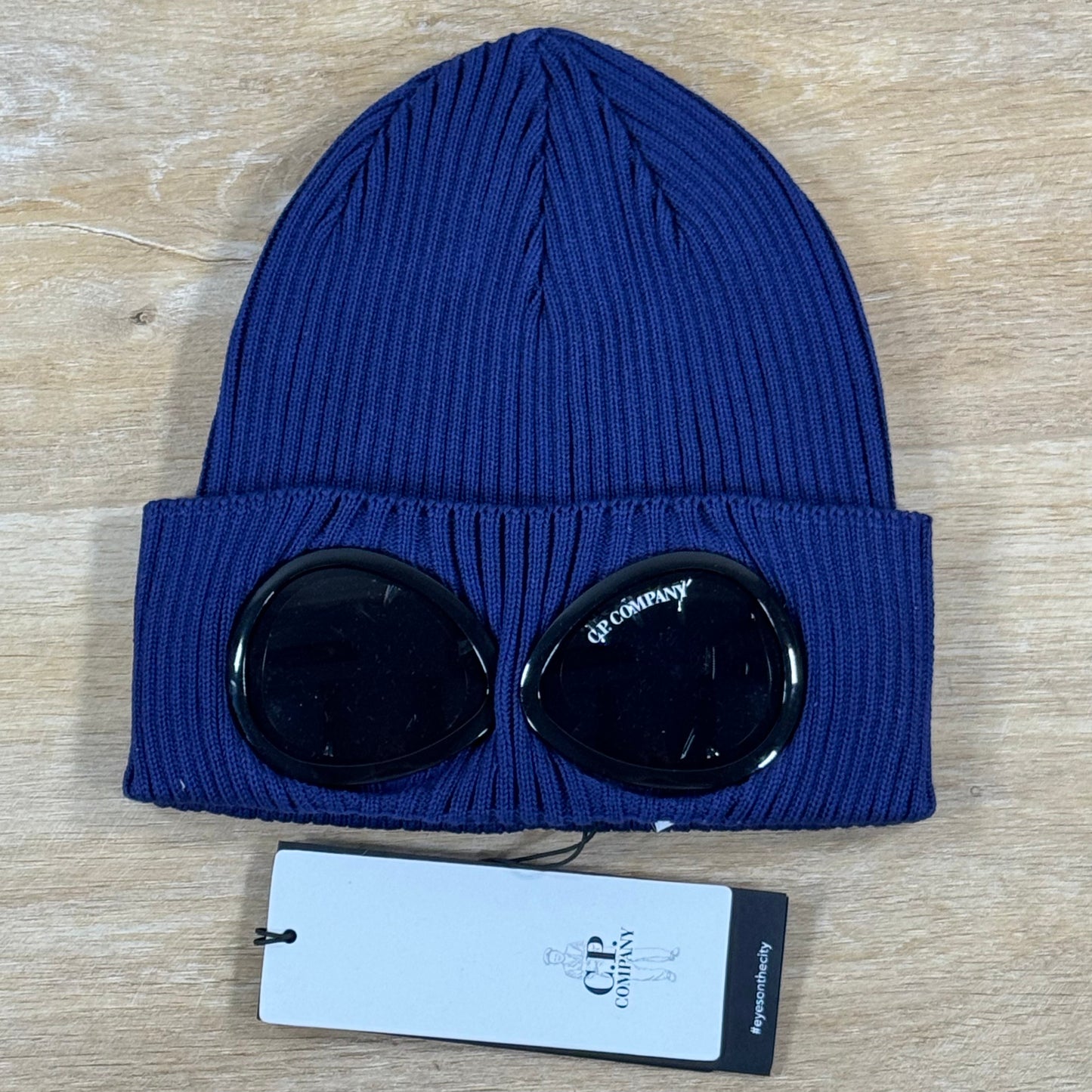 C.P. Company Cotton Goggle Beanie in Blueprint