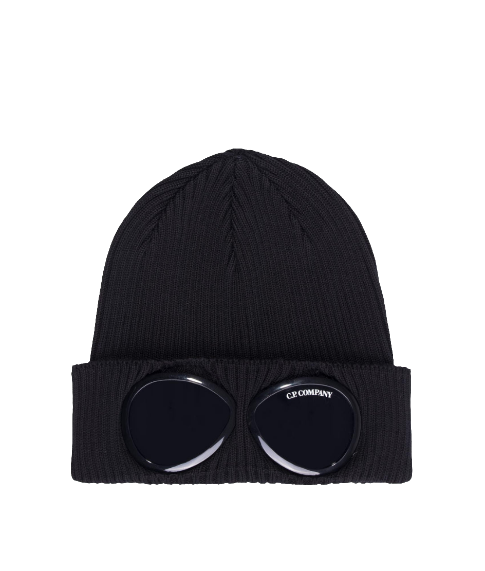 Cp Company Cotton Goggle Beanie In Black
