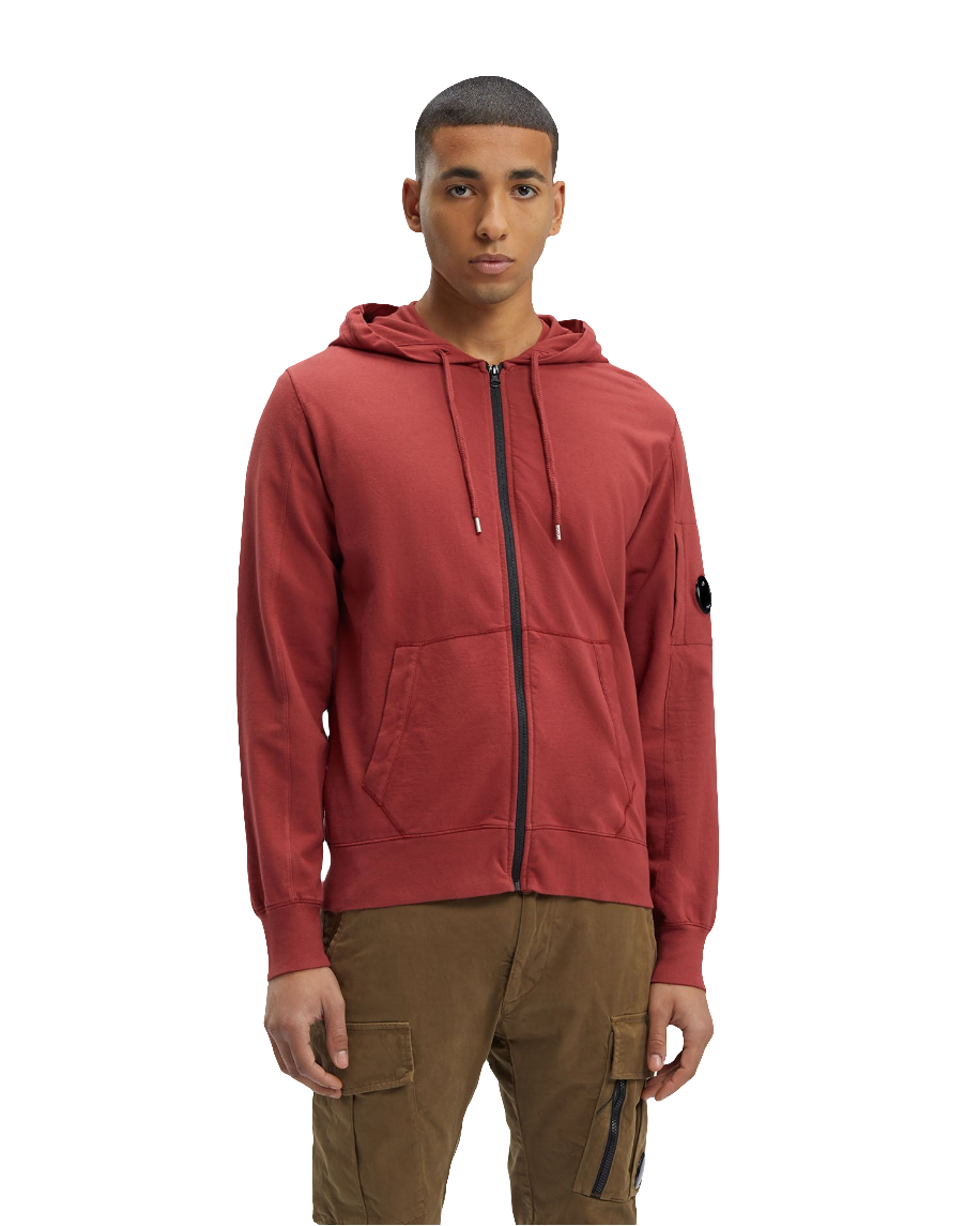 Cp Company Hooded Lens Full Zip In Red