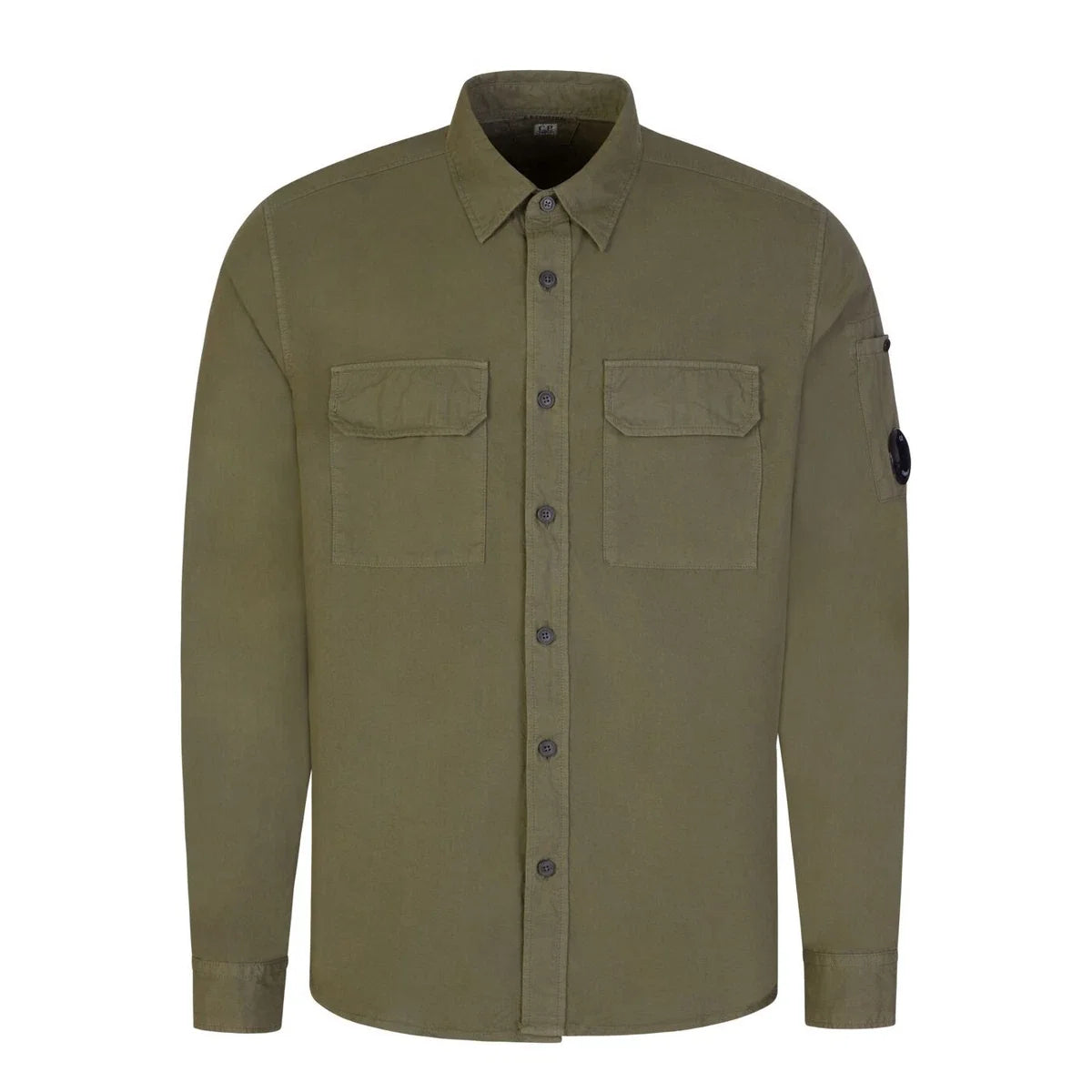 Cp Company 140A Button Up Lens Shirt In Ivy Green