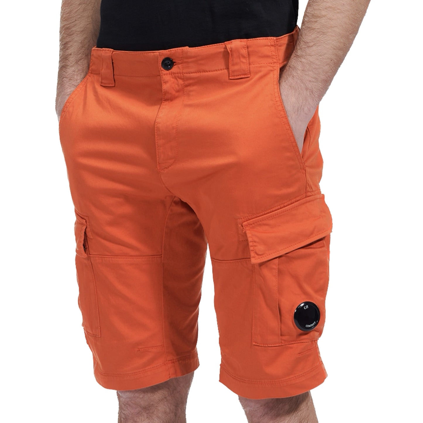 Cp Company 116A Satin Stretch Lens Cargo Shorts Harvest Pumpkin