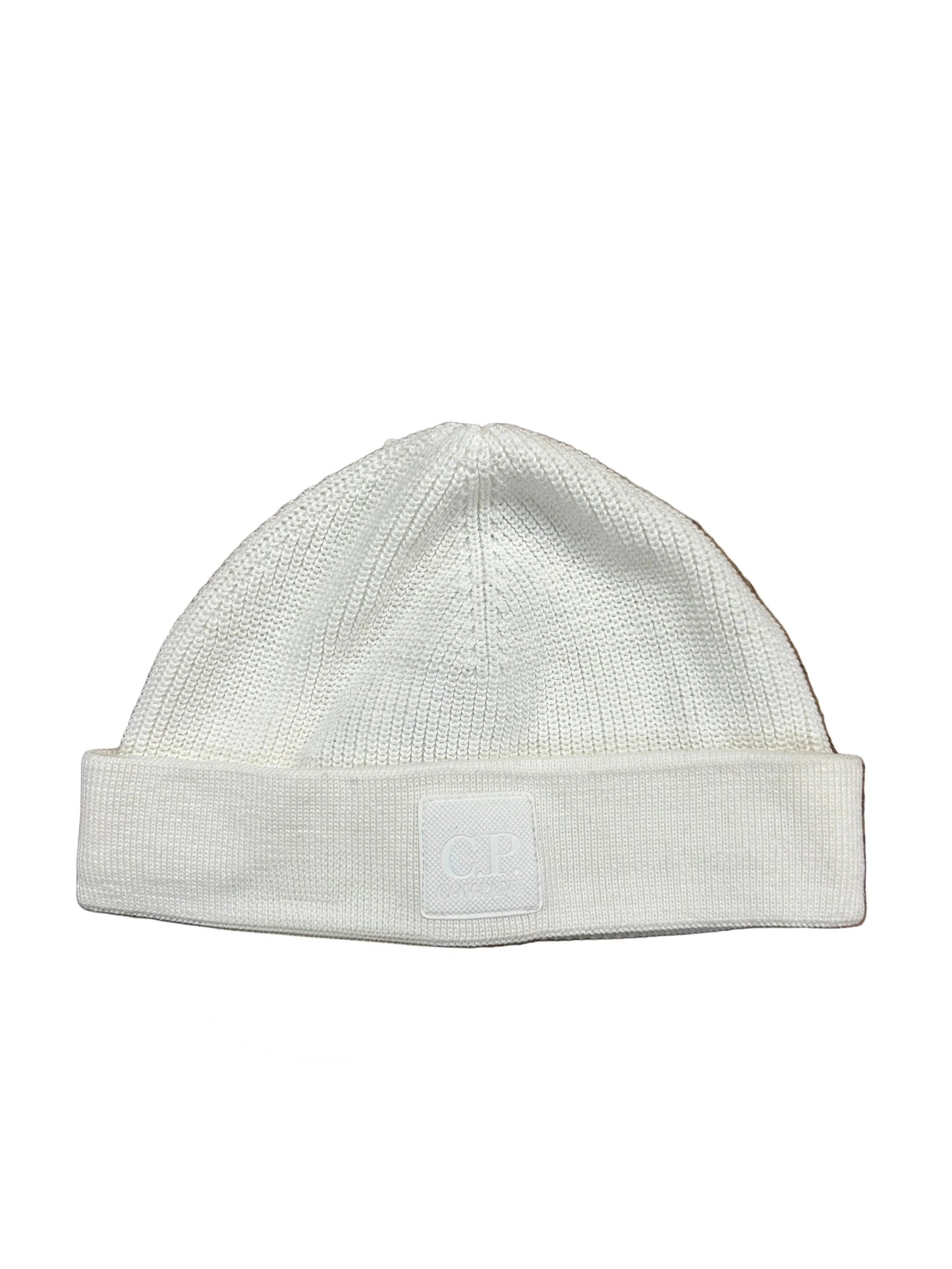 Cp Company Metropolis Series Logo Beanie In White
