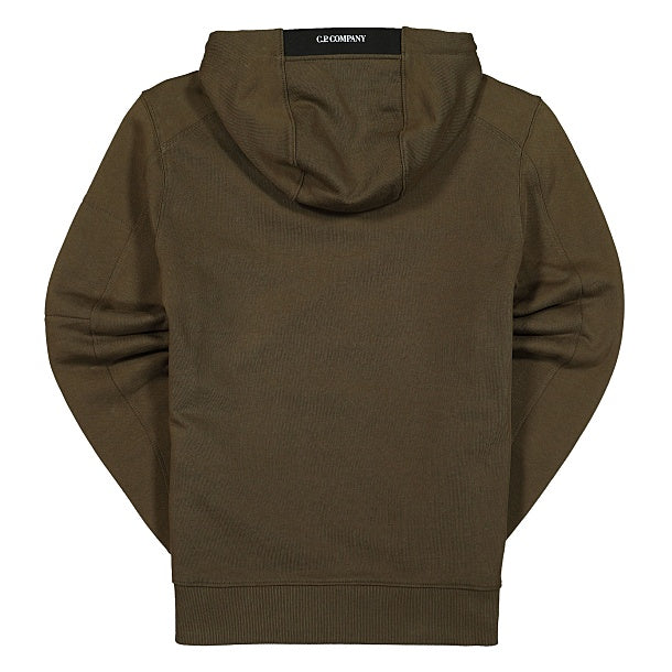 Cp Company 16cm Diagonal Raised Lens Overhead Hoodie In Ivy Green