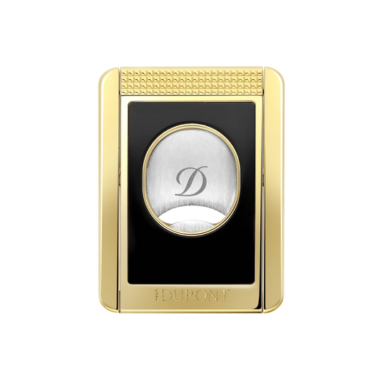 S.T. DUPONT Cigar Cutter/Coupe Cigare Chrome Yellow Gold & Black Lacquer 003553