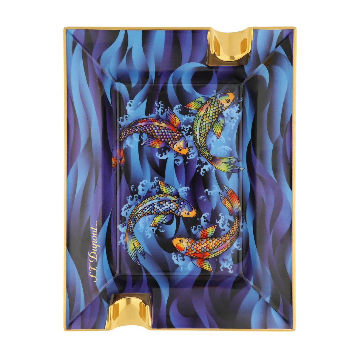 S.T. DUPONT Ashtray Koi Fish Blue 006497