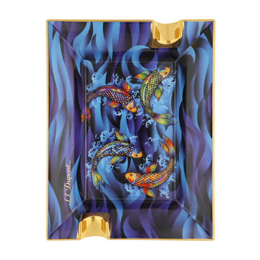 S.T. DUPONT Ashtray Koi Fish Blue 006497