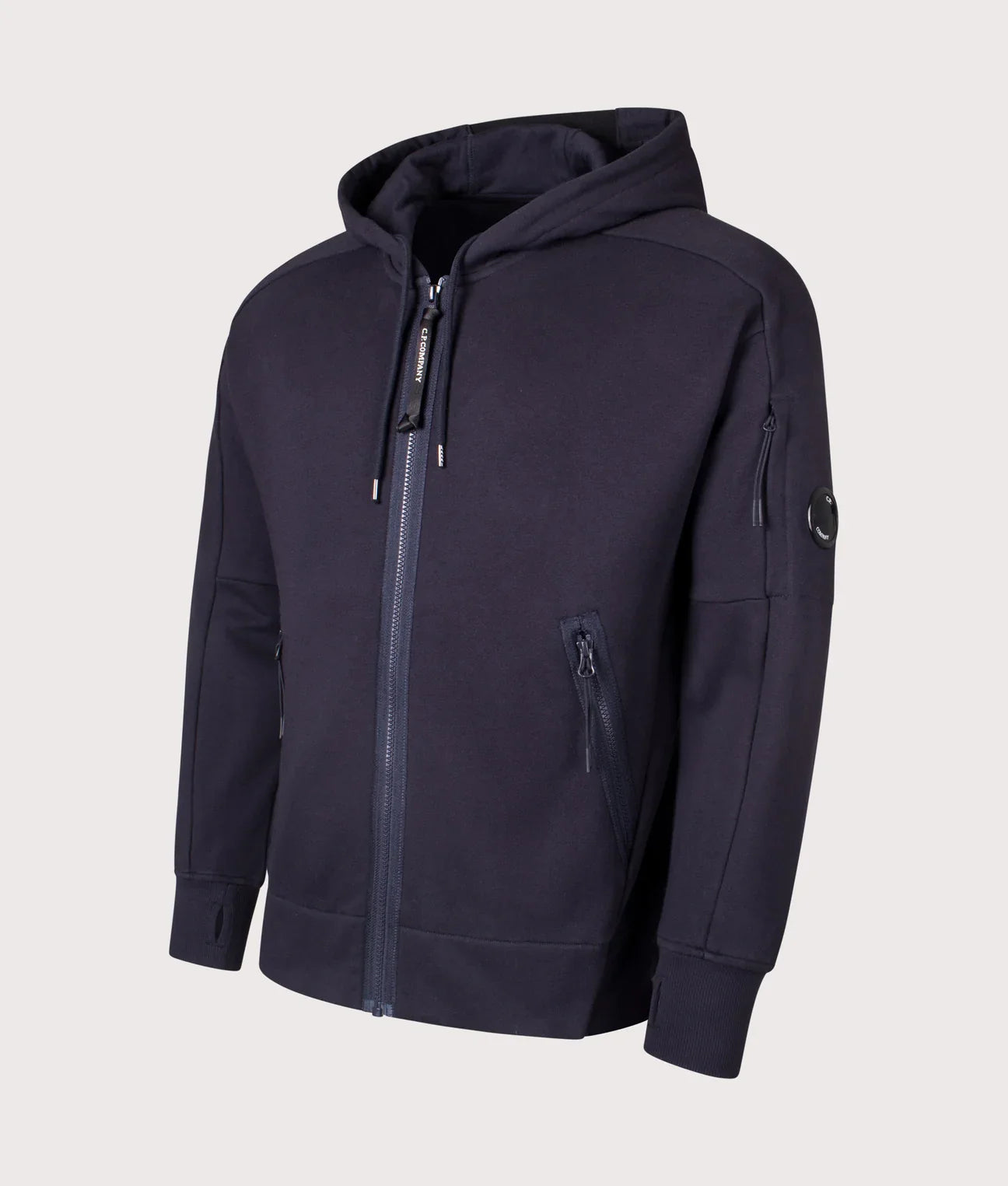 Cp Company 025A Diagonal Raised Lens Full Zip Hoodie In Navy