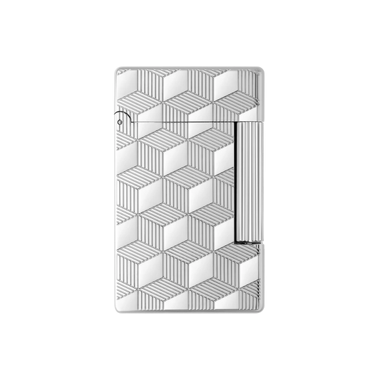 S.T. DUPONT Initial Cube Guilloche Palladium Lighter/Briquet 020840