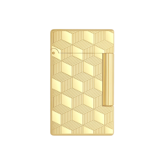 S.T. DUPONT Initial Cube Guilloche Golden Lighter/Briquet 020841