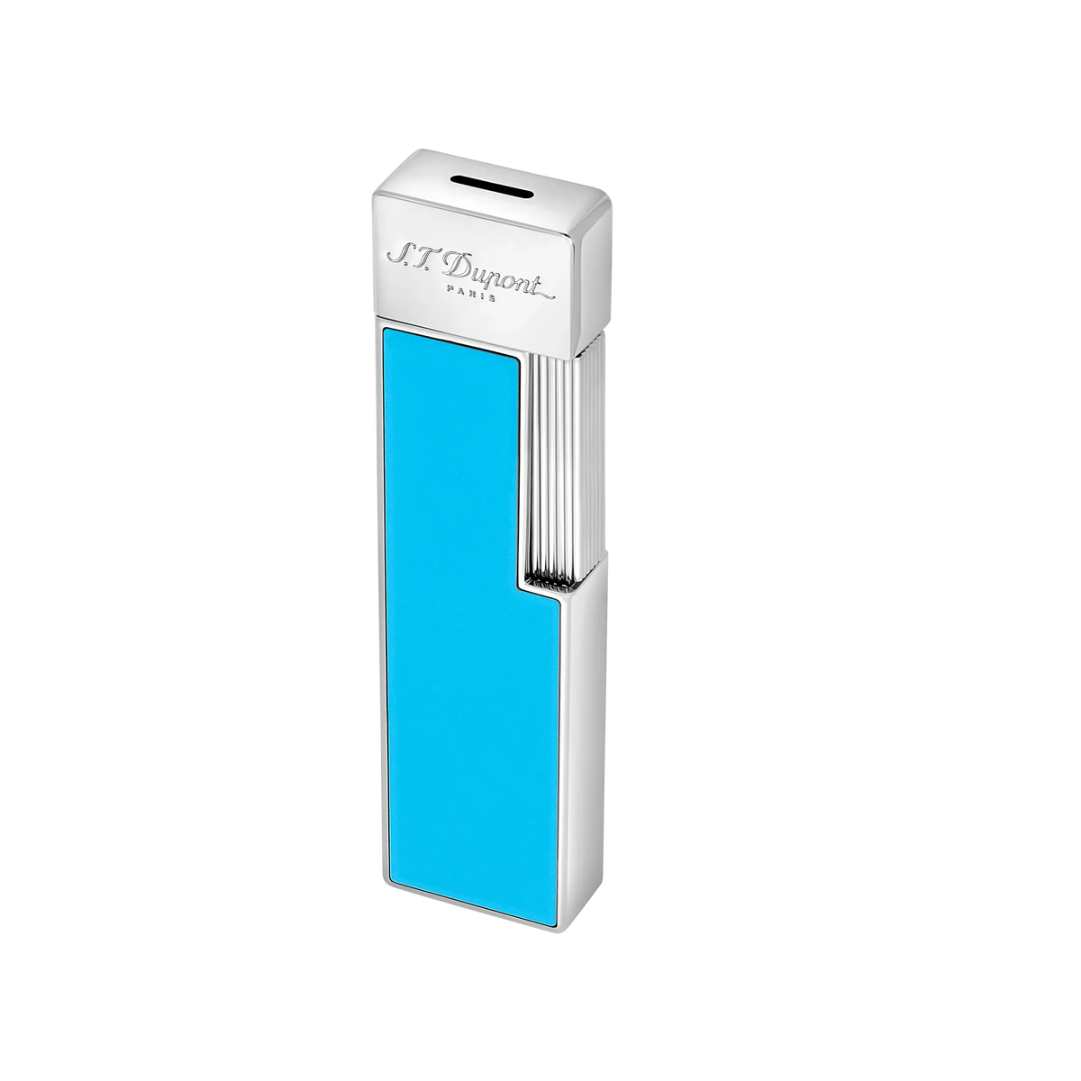 S.T. DUPONT Twiggy Chrome Turquoise Blue Lighter/Briquet 030007