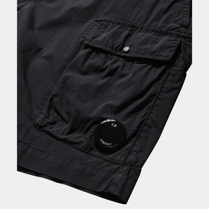 Cp Company 111A 50 Fili Lens Cargo Shorts In Black