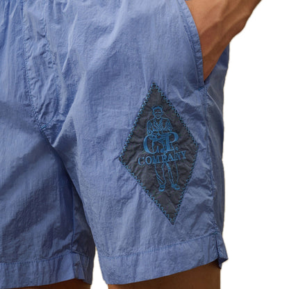 Cp Company Eco-Chrome British Sailor Swim Shorts In Light Blue With Certilogo