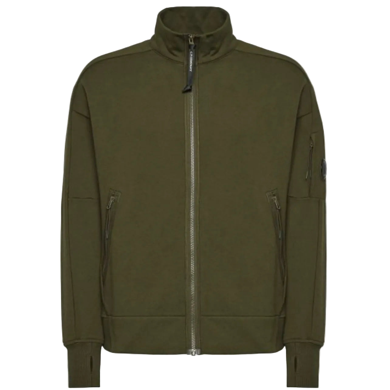 Cp Company Diagonal Raised Lens Full Zip In Ivy Green