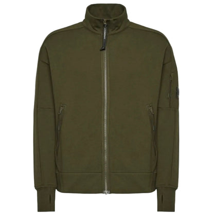 Cp Company Diagonal Raised Lens Full Zip In Ivy Green