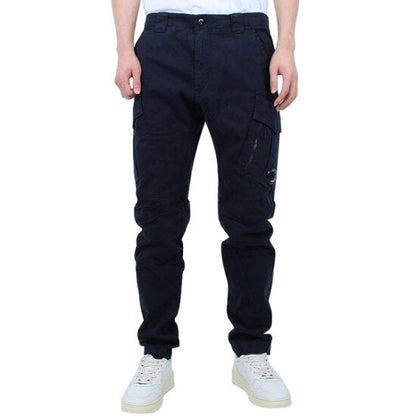 Cp Company 124A Stretch Satin Lens Cargo Pants In Navy