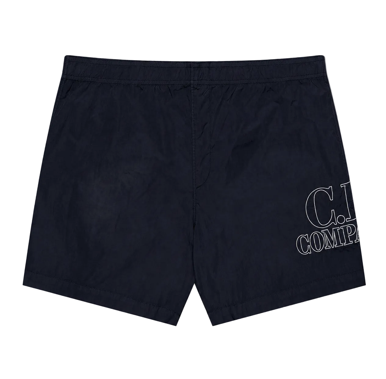 Cp Company 218A Eco-Chrome Logo Swim Shorts In Navy