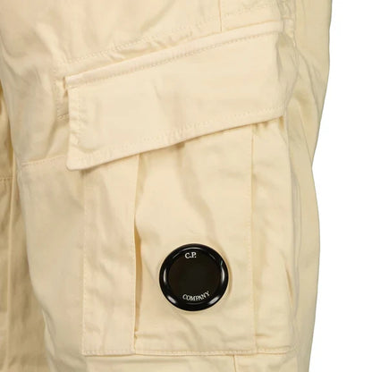 Cp Company 116A Satin Stretch Cargo Shorts In Pistachio Shell