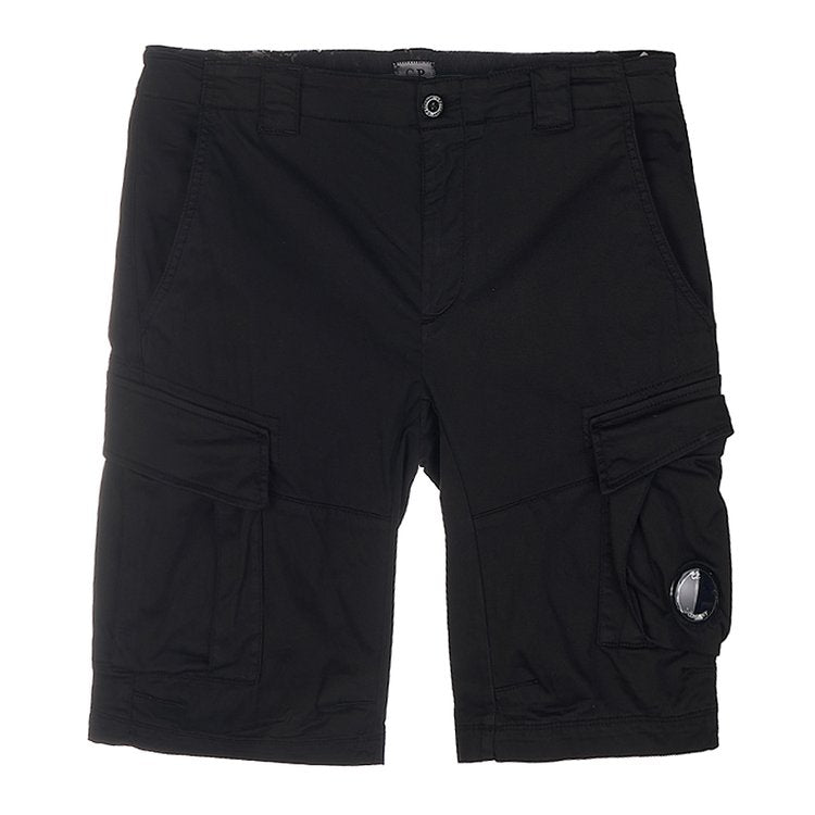 Cp Company 116A Satin Stretch Cargo Shorts In Black