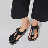 Load image into Gallery viewer, Women's Gizeh Big Buckle Natural Leather Patent High Shine Black Regular/Wide