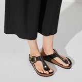 Load image into Gallery viewer, Women's Gizeh Big Buckle Natural Leather Patent High Shine Black Regular/Wide