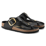 Load image into Gallery viewer, Women's Gizeh Big Buckle Natural Leather Patent High Shine Black Regular/Wide